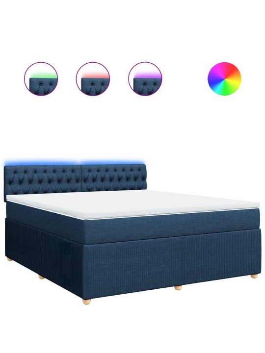 Box spring postel s matrací modrá 180x200 cm textil