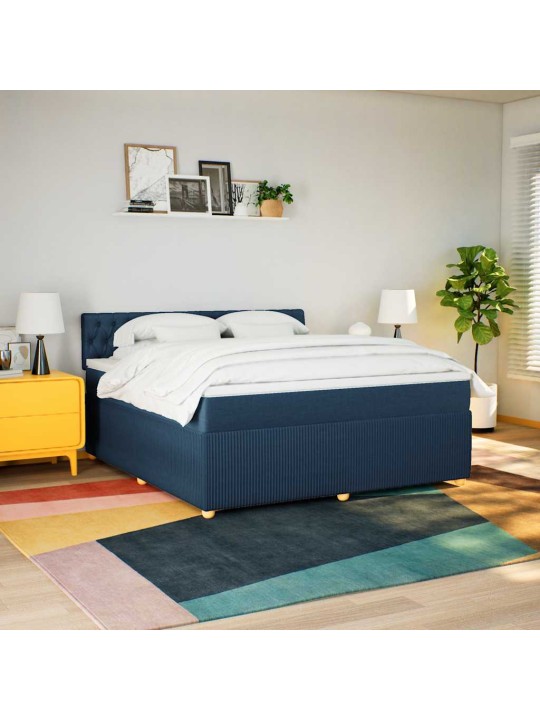 Box spring postel s matrací modrá 180x200 cm textil