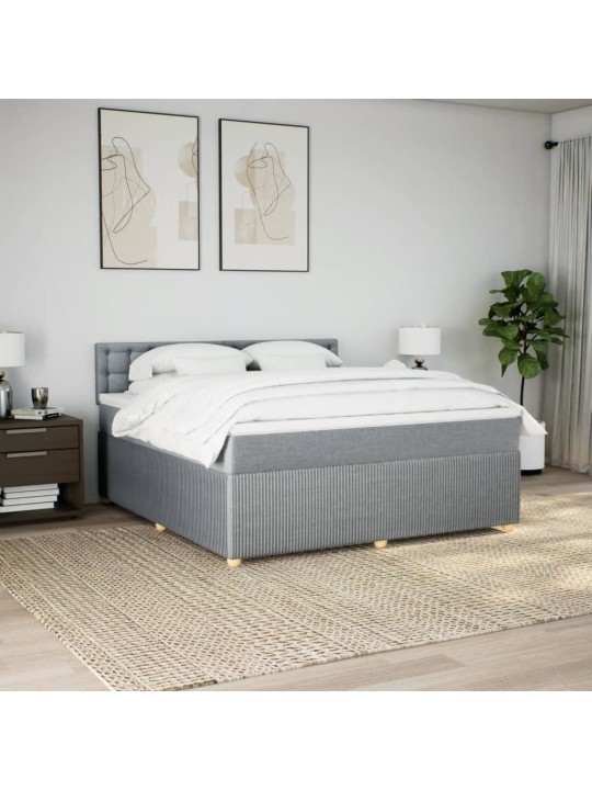 Box spring postel s matrací světle šedá 180 x 200 cm textil