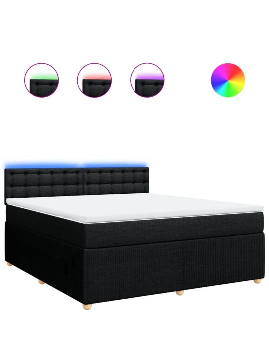 Box spring postel s matrací černá 180x200 cm textil