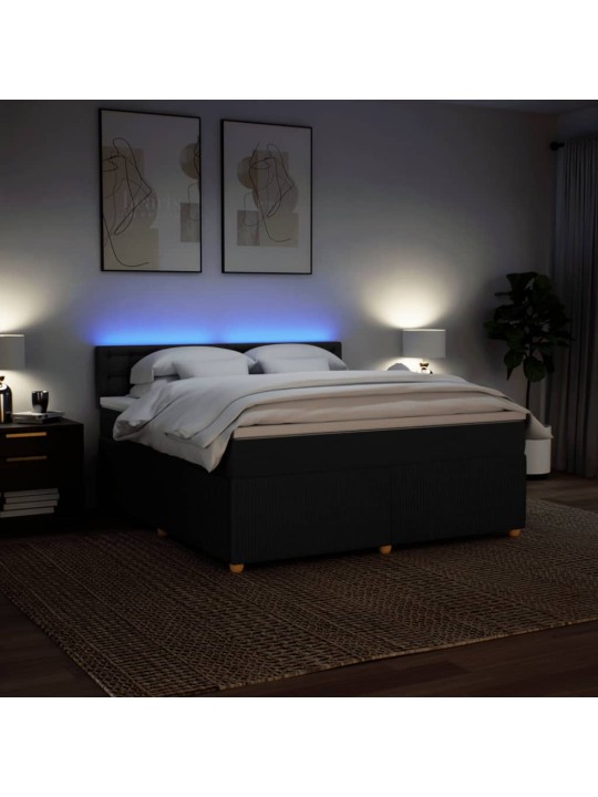 Box spring postel s matrací černá 180x200 cm textil