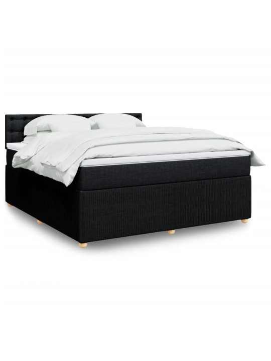 Box spring postel s matrací černá 180x200 cm textil