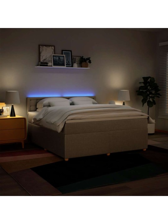 Box spring postel s matrací krémová 180x200 cm textil