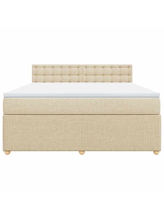 Box spring postel s matrací krémová 180x200 cm textil