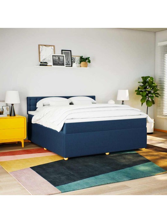 Box spring postel s matrací modrá 180x200 cm textil