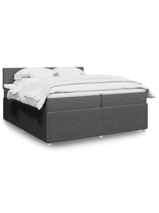Box spring postel s matrací tmavě šedá 200x200 cm textil