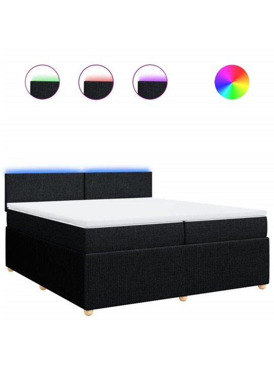 Box spring postel s matrací černá 200x200 cm textil