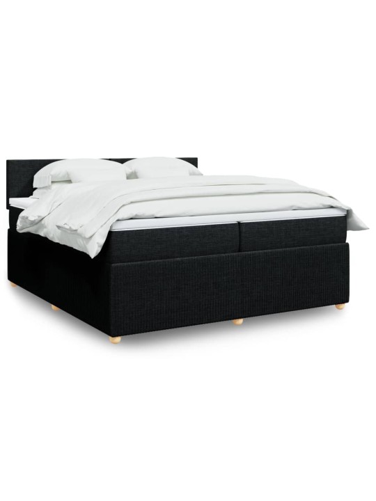 Box spring postel s matrací černá 200x200 cm textil