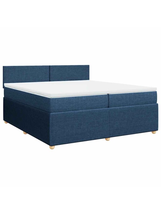 Box spring postel s matrací modrá 200x200 cm textil