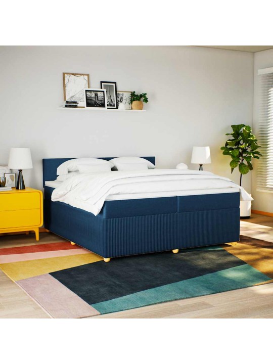 Box spring postel s matrací modrá 200x200 cm textil