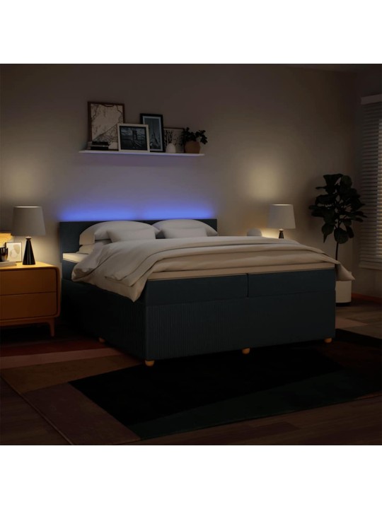 Box spring postel s matrací modrá 200x200 cm textil