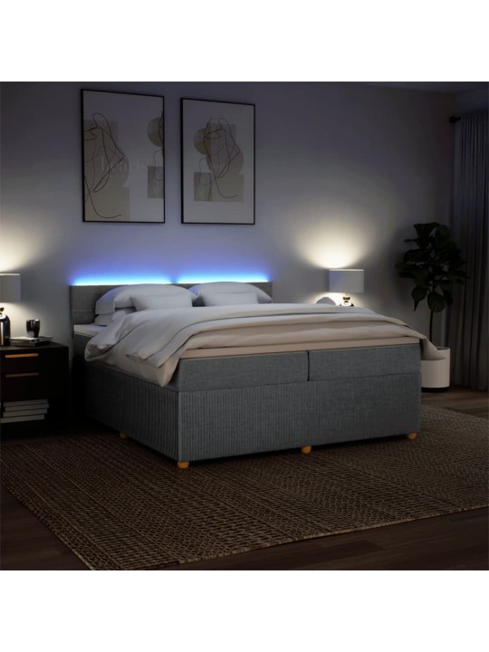 Box spring postel s matrací světle šedá 200 x 200 cm textil