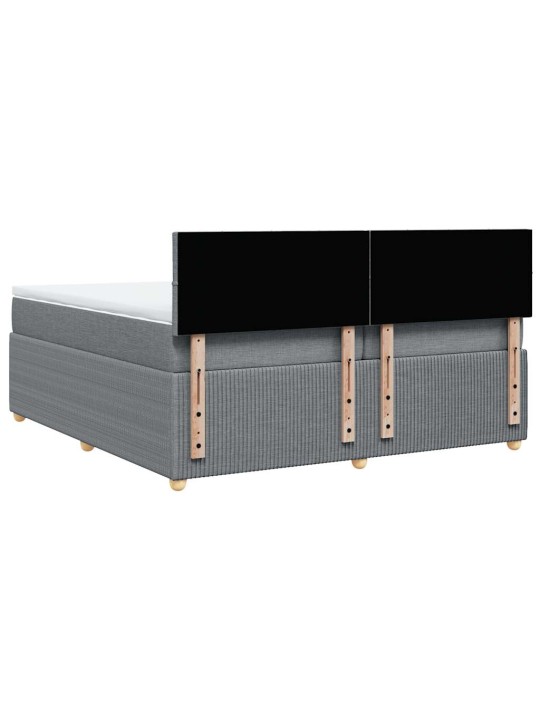 Box spring postel s matrací světle šedá 200 x 200 cm textil