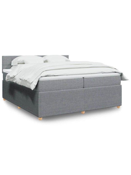Box spring postel s matrací světle šedá 200 x 200 cm textil