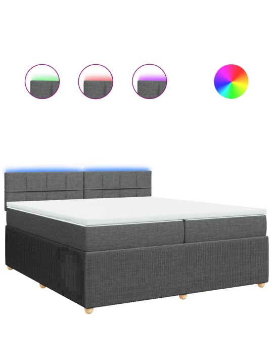 Box spring postel s matrací tmavě šedá 200x200 cm textil