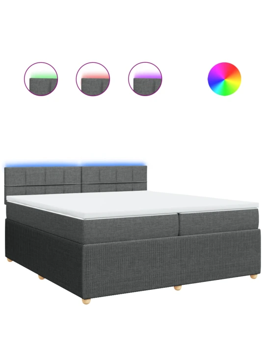 Box spring postel s matrací tmavě šedá 200x200 cm textil
