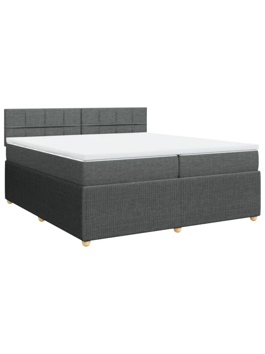 Box spring postel s matrací tmavě šedá 200x200 cm textil