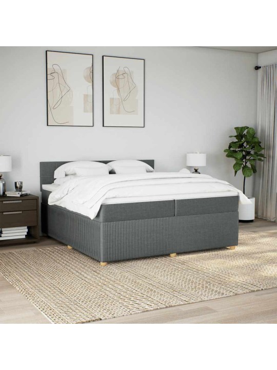 Box spring postel s matrací tmavě šedá 200x200 cm textil