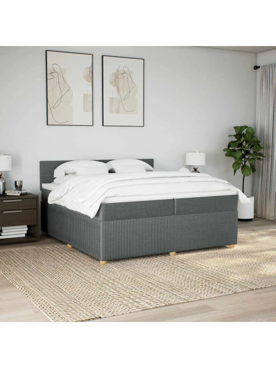 Box spring postel s matrací tmavě šedá 200x200 cm textil