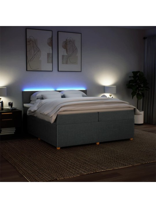 Box spring postel s matrací tmavě šedá 200x200 cm textil