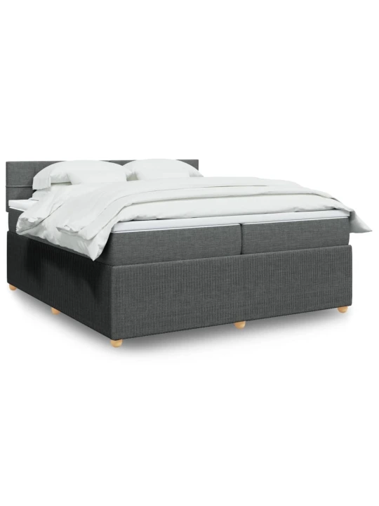 Box spring postel s matrací tmavě šedá 200x200 cm textil