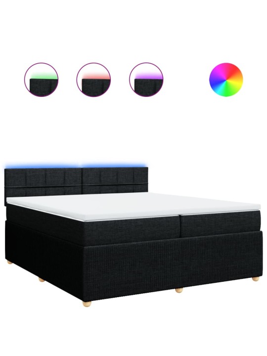 Box spring postel s matrací černá 200x200 cm textil