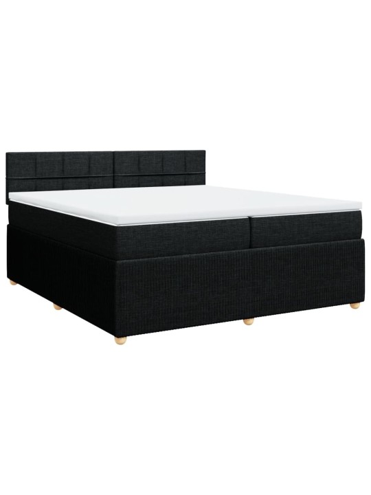 Box spring postel s matrací černá 200x200 cm textil