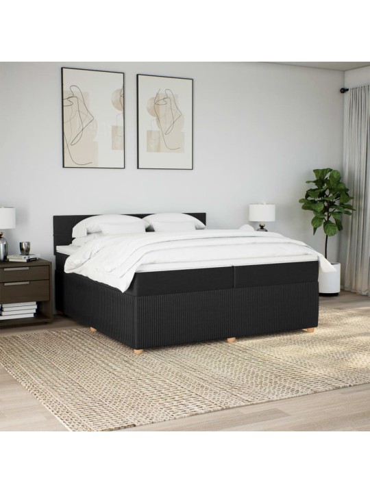Box spring postel s matrací černá 200x200 cm textil