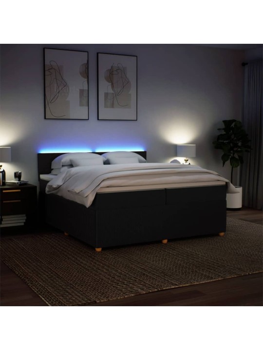 Box spring postel s matrací černá 200x200 cm textil