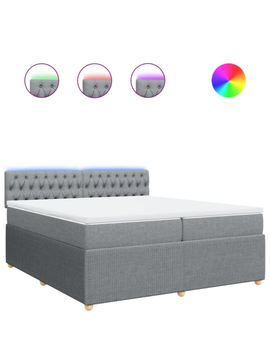 Box spring postel s matrací světle šedá 200 x 200 cm textil