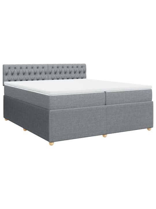 Box spring postel s matrací světle šedá 200 x 200 cm textil