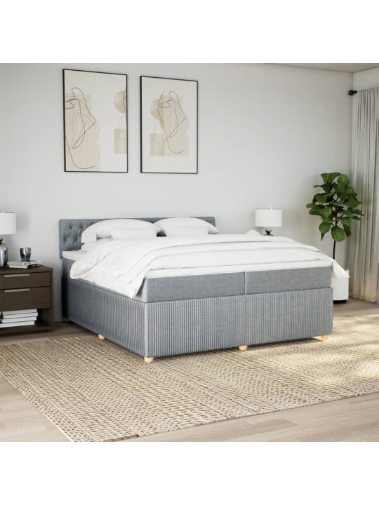 Box spring postel s matrací světle šedá 200 x 200 cm textil