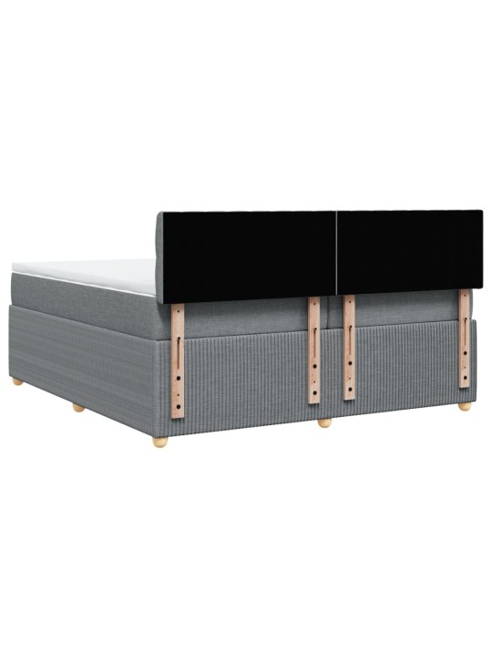 Box spring postel s matrací světle šedá 200 x 200 cm textil