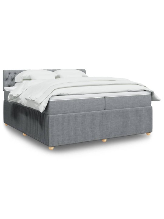 Box spring postel s matrací světle šedá 200 x 200 cm textil