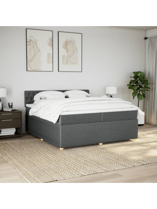 Box spring postel s matrací tmavě šedá 200x200 cm textil