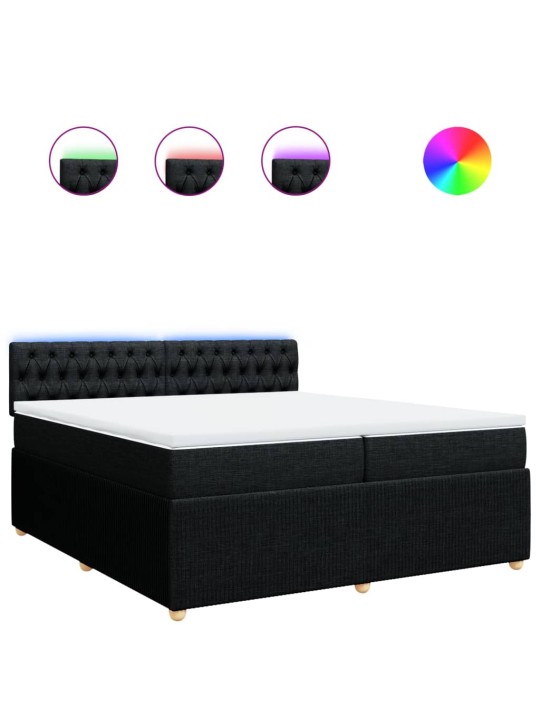 Box spring postel s matrací černá 200x200 cm textil
