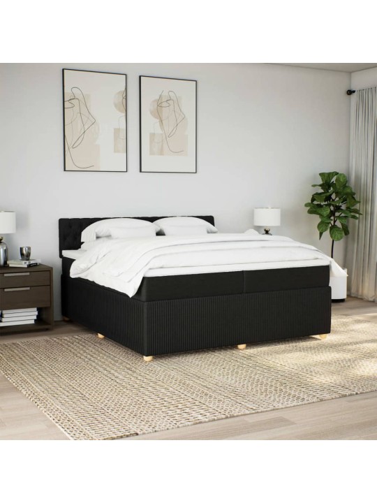 Box spring postel s matrací černá 200x200 cm textil