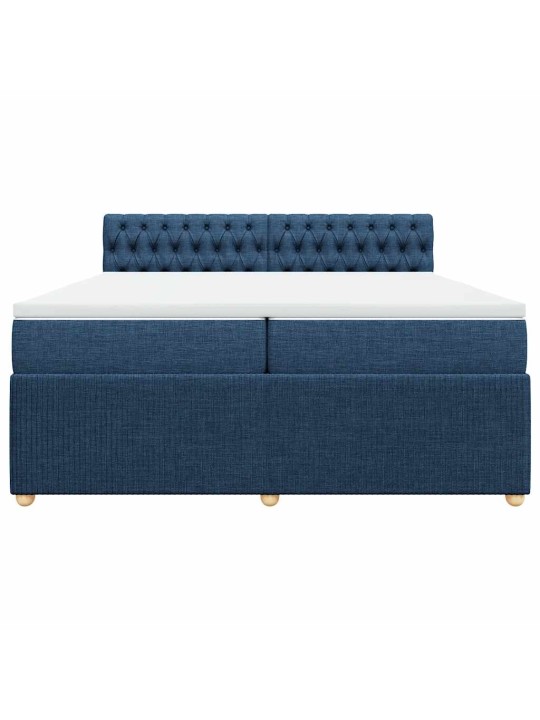 Box spring postel s matrací modrá 200x200 cm textil