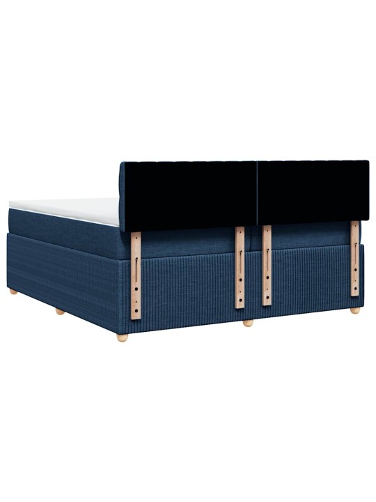 Box spring postel s matrací modrá 200x200 cm textil