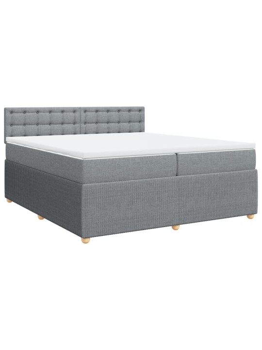 Box spring postel s matrací světle šedá 200 x 200 cm textil