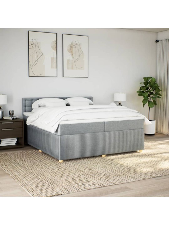 Box spring postel s matrací světle šedá 200 x 200 cm textil