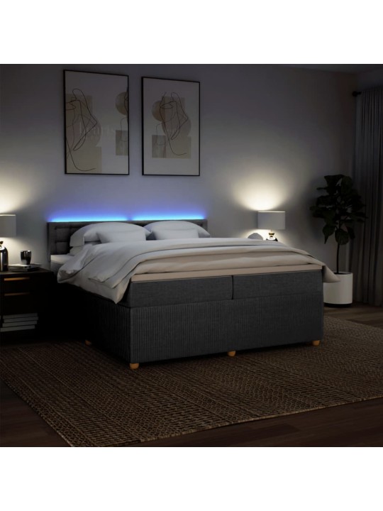 Box spring postel s matrací světle šedá 200 x 200 cm textil