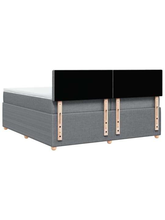 Box spring postel s matrací světle šedá 200 x 200 cm textil