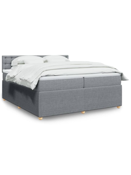 Box spring postel s matrací světle šedá 200 x 200 cm textil
