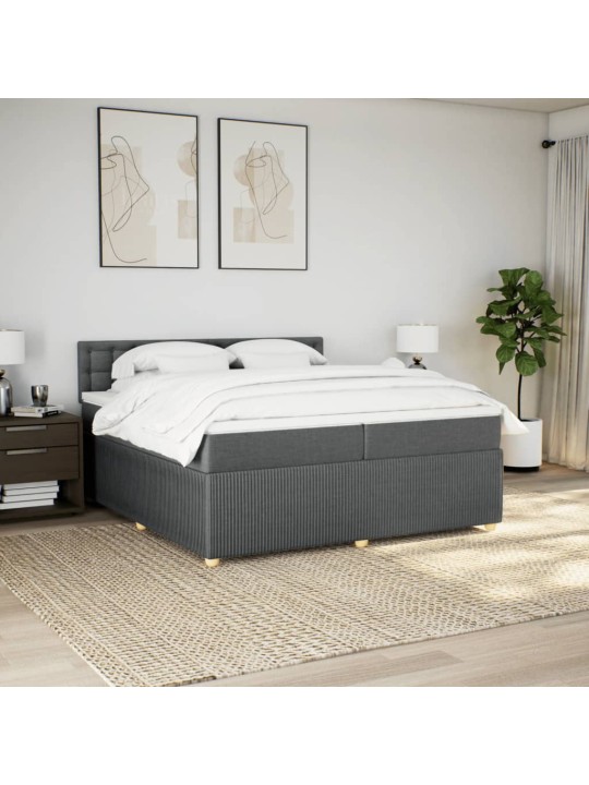 Box spring postel s matrací tmavě šedá 200x200 cm textil