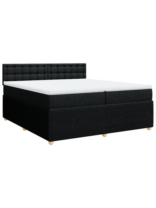 Box spring postel s matrací černá 200x200 cm textil