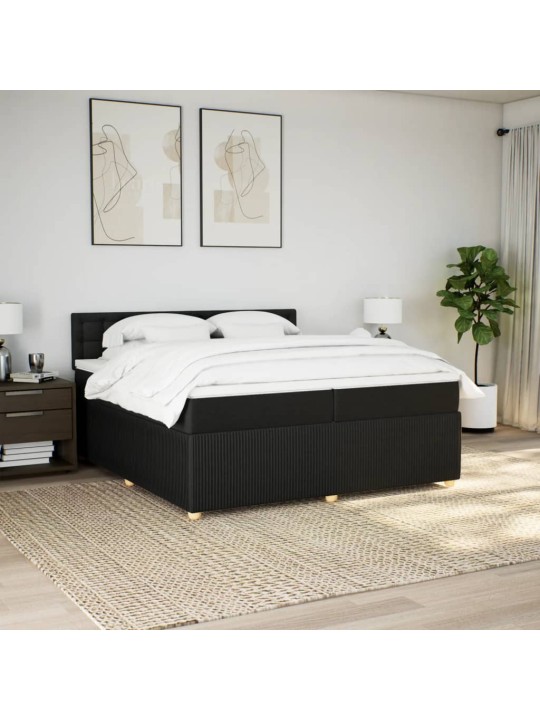 Box spring postel s matrací černá 200x200 cm textil