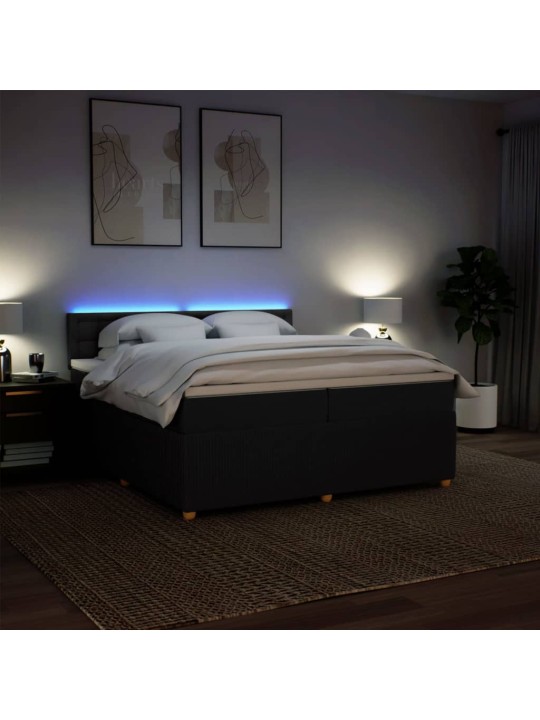 Box spring postel s matrací černá 200x200 cm textil