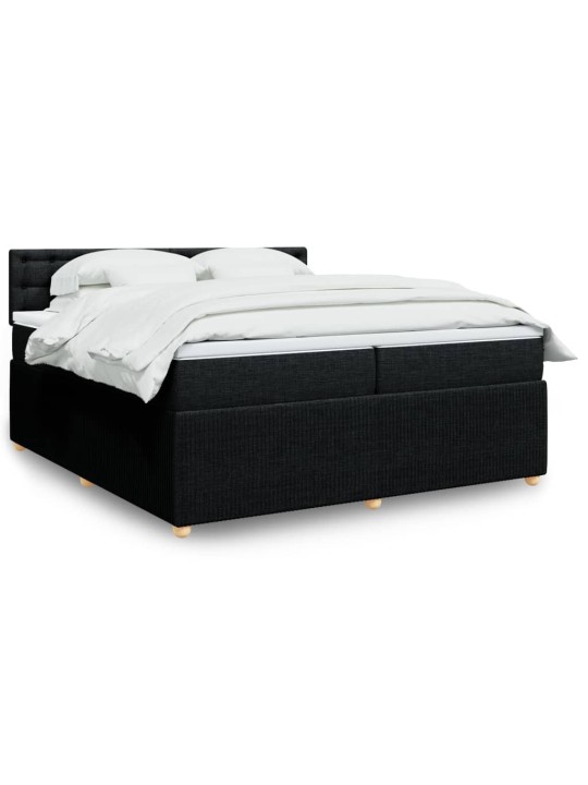 Box spring postel s matrací černá 200x200 cm textil