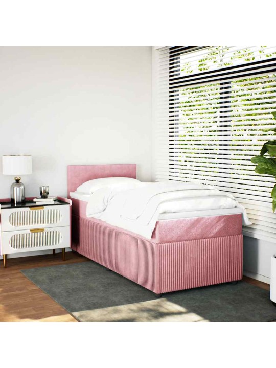 Box spring postel s matrací růžová 80 x 200 cm samet